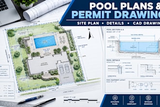create swimming pool plans, pool permit and construction drawings