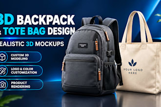 design 3d backpacks and tote bags with realistic product mockups