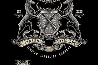make a vintage deer hunting crest and custom coat of arms logo