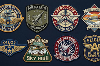 design professional aviation, airplane logo badge patch