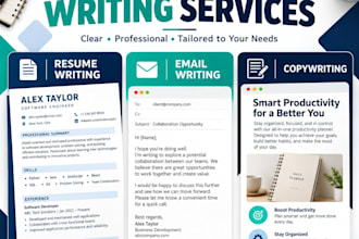 write professional emails , copy and resumes