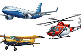 make airplane, helicopter, aircraft illustrations