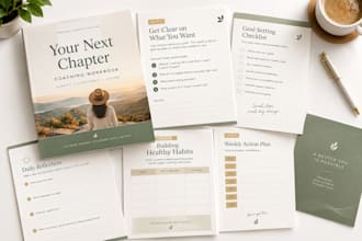 design an editable canva workbook for online course coaches