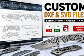 make custom knife dxf, svg and light burn files for laser, waterjet and cnc
