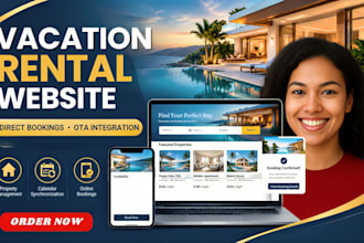 design a vacation rental website, short term rental website and property website