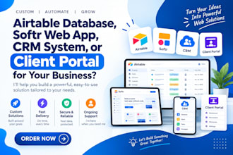 build airtable database, softr web app, CRM system and client portal