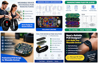 design wearable device pcb, implement schematics and prepare jlcpcb files