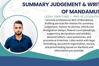 draft your motion to dismiss, summary judgment, and motion to compel