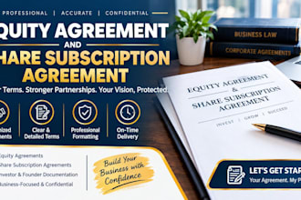 write an equity agreement and share subscription agreement