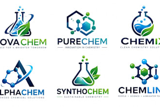 design a modern science, laboratory, molecule, chemical, research chemistry logo