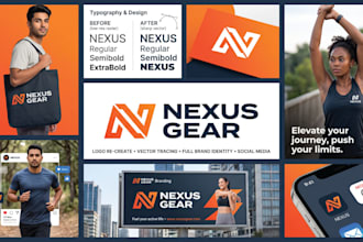 do logo recreate, manual vector tracing, and full brand identity