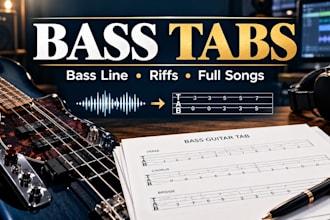 transcribe your bass line or song into accurate bass guitar tabs transcription