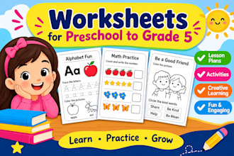 create preschool to grade 5 worksheets lesson plans and activities