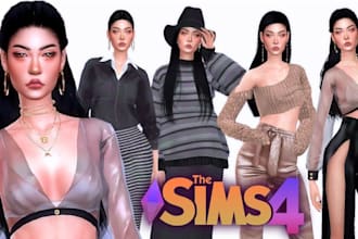 create unique custom sims for sim 4 unique sims, and design cc mods, sim clo