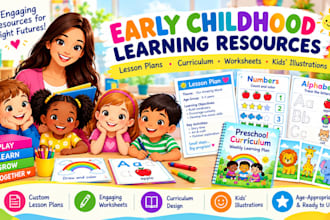 create early childhood education lesson plans curriculum custom kid illustration