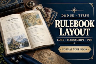 format your dnd 5e ttrpg lore rulebook with professional layout design pdf