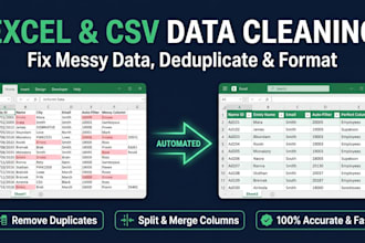 clean, format, merge and deduplicate your excel or csv data