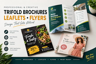 design professional trifold brochures, leaflets, and flyers