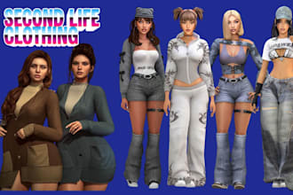 create custom second life clothing mesh rigging and textures for sl avatars