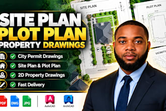 create site plan, plot plan and property drawings for city permit very fast