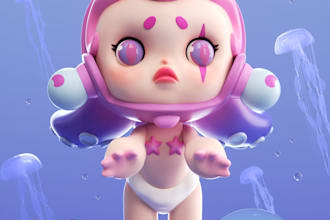 design cute 3d characters and toys for 3d printing rendering