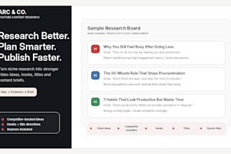 research youtube video ideas, competitors, hooks and content