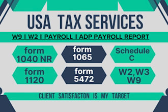 prepare USA llc tax form 5472 1065 w2 w4 w9 w8 ben 1099 nec