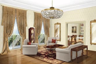 draw a realistic classic interior concept sketch