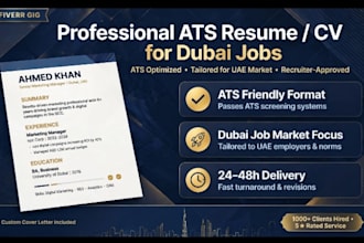 create ats professional dubai CV resume and cover letter
