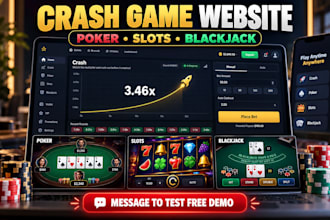 build crash game website, igaming website, poker slots blackjack games, p2e game