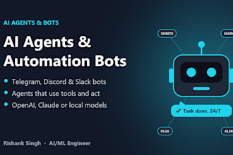 build python ai agents and telegram, discord or slack automation bots