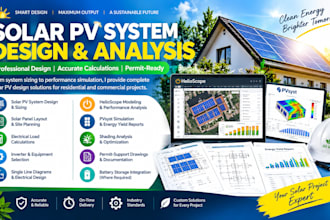 design solar pv system, load calculation layout, helioscope, pvsyst for permit