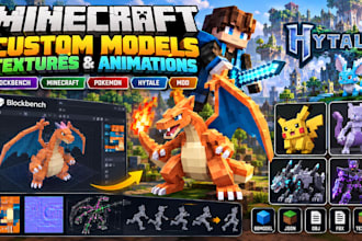 create custom minecraft blockbench texture animation pokemon 3d model hytale mod