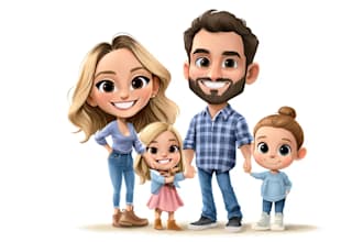 create a group cartoon or family