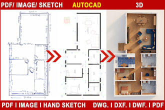 redraw PDF, image or hand sketch to autocad dwg