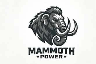 create strong mammoth head logo design