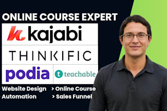 design kajabi course website thinkific website podia online course website setup