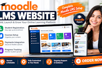 build a moodle lms website with student registration courses and payments