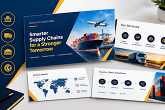 logistics presentation, shipping company presentation, supply chain pitch deck
