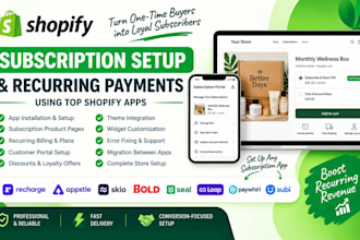 setup shopify subscription recharge appstle skio bold loop seal paywhirl