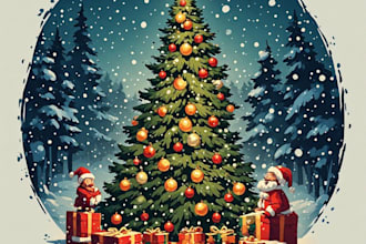 premium illustrated christmas greeting cards
