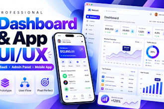 create mobile app, dashboard, website ui ux design by figma