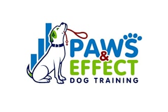 make dog training business logo paws and effect dog care