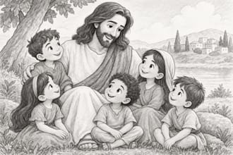 christian and bible story illustration for children kids illustration book cover