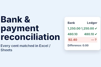reconcile stripe, paypal and bank payouts in excel or google sheets