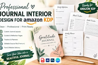 design a professional journal interior for amazon KDP