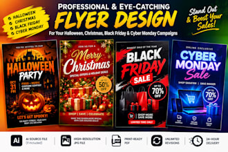 make halloween, christmas, cyber monday, black friday flyer