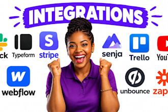 slack integration typeform stripe senja trello youtube webflow unbounce zapier