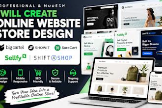 create big cartel showit surecart sellfy shift4shop online website store design