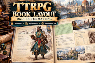 design ttrpg book rpg module layout dnd print ready digital pdf format